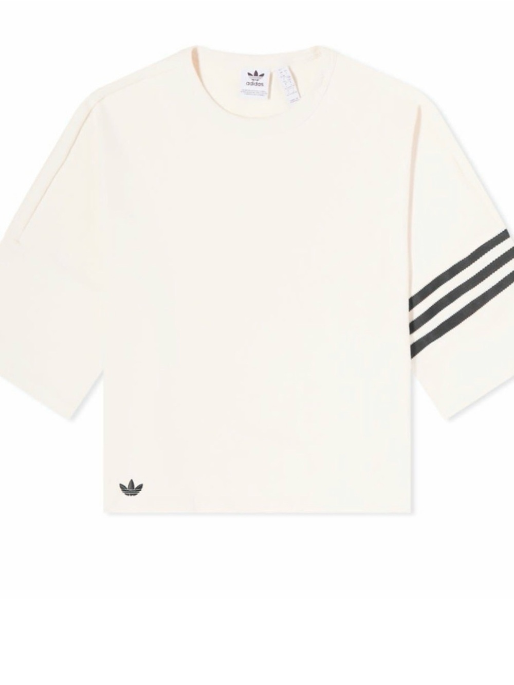 Adidas Women’s Wonder White Tee with Black Three-Stripe Sleeve
